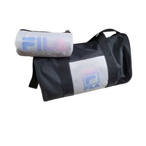 Fila melora 15" Duffel Bag and Pencil Case Set Unisex Small Black White Ripstop